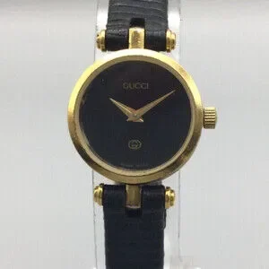 Vintage Gucci Gold Ladies Watch With Black Dial Working New Battery s-l400.jpg main image 3